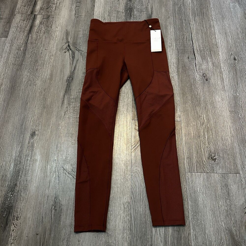 CALIA Women's Size XS PowerMove High Rise 7/8 No Seam Leggings Red Brown Wine